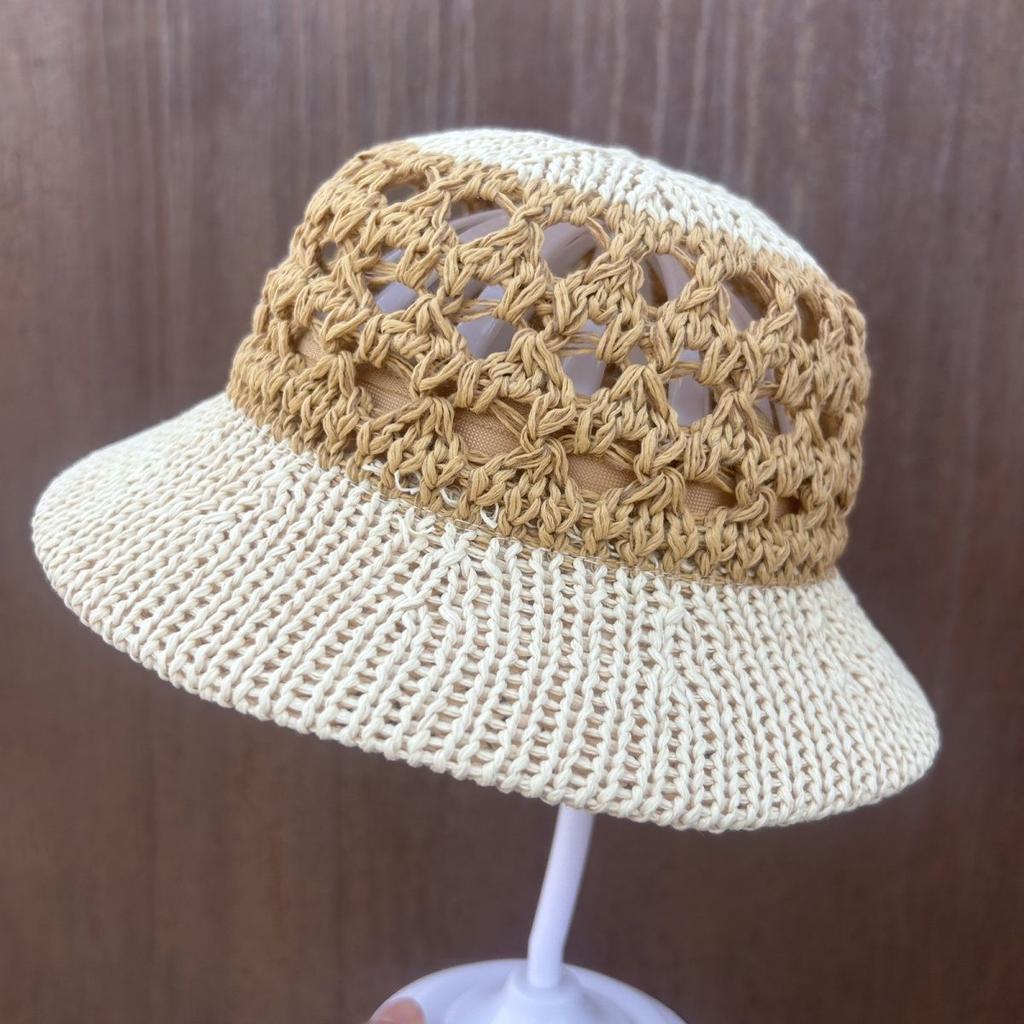 Sommer Strohhut Bucket Hohl Atmungsaktiv Fischerhut Sonnenschutz Modischer Gewebter Sonnenhut Modischer Fischerhut