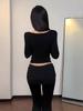 Modal V-Neck Mesh Patchwork Long-Sleeve Ballet T-Shirt for Women - Autumn/Winter Collection.