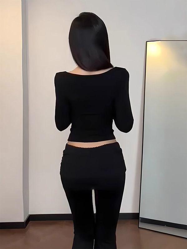 Modal V-Neck Mesh Patchwork Long-Sleeve Ballet T-Shirt for Women - Autumn/Winter Collection.