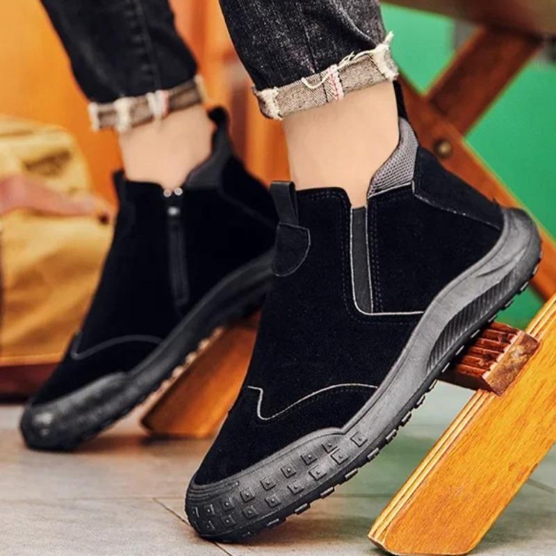 Men's Shoes Fashion Suede Casual Shoes Classics Men's  Ankle Boots Casual Sneakers Side Zipper Mens Boots Anti Slip Oxford Shoes