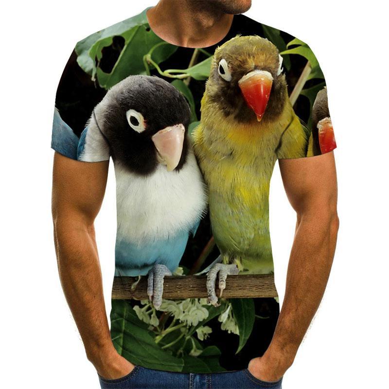 Summer Round Neck Cute Animal Pattern 3D Print Top Fashionable Casual Short Sleeved Men's T-shirts