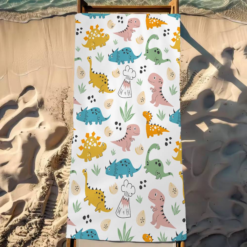 Cartoon Animal Dinosaur Print Cartoon Beach Towel Cute Kawaii Room Decor Bath Girls Children Hand Towels For Bathroom Shower