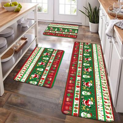 1pc Christmas Kitchen Mat Non-Slip Rug Set for Farmhouse Hallway Home Office Sink Laundry Room Floor Decor