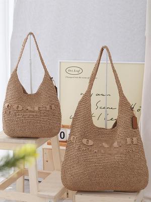 Sunshine Woven Tote: Large Capacity Women's Shoulder and Beach Bag