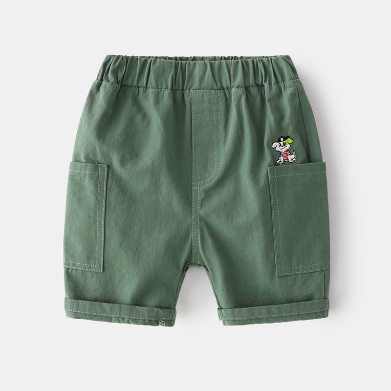 Kids Fifth Pants Summer Baby Boy Shorts Children's Clothing Casual with Big Pockets Middle Pants Boy Cartoon Embroider Pants