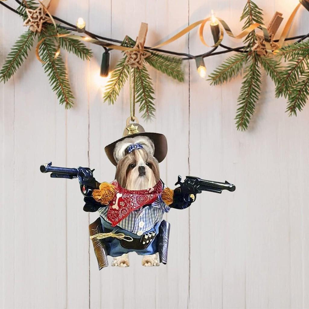 Acrylic Unique Dog Gun Car Ornament Festive Cartoon Style Decor For Auto Interiors