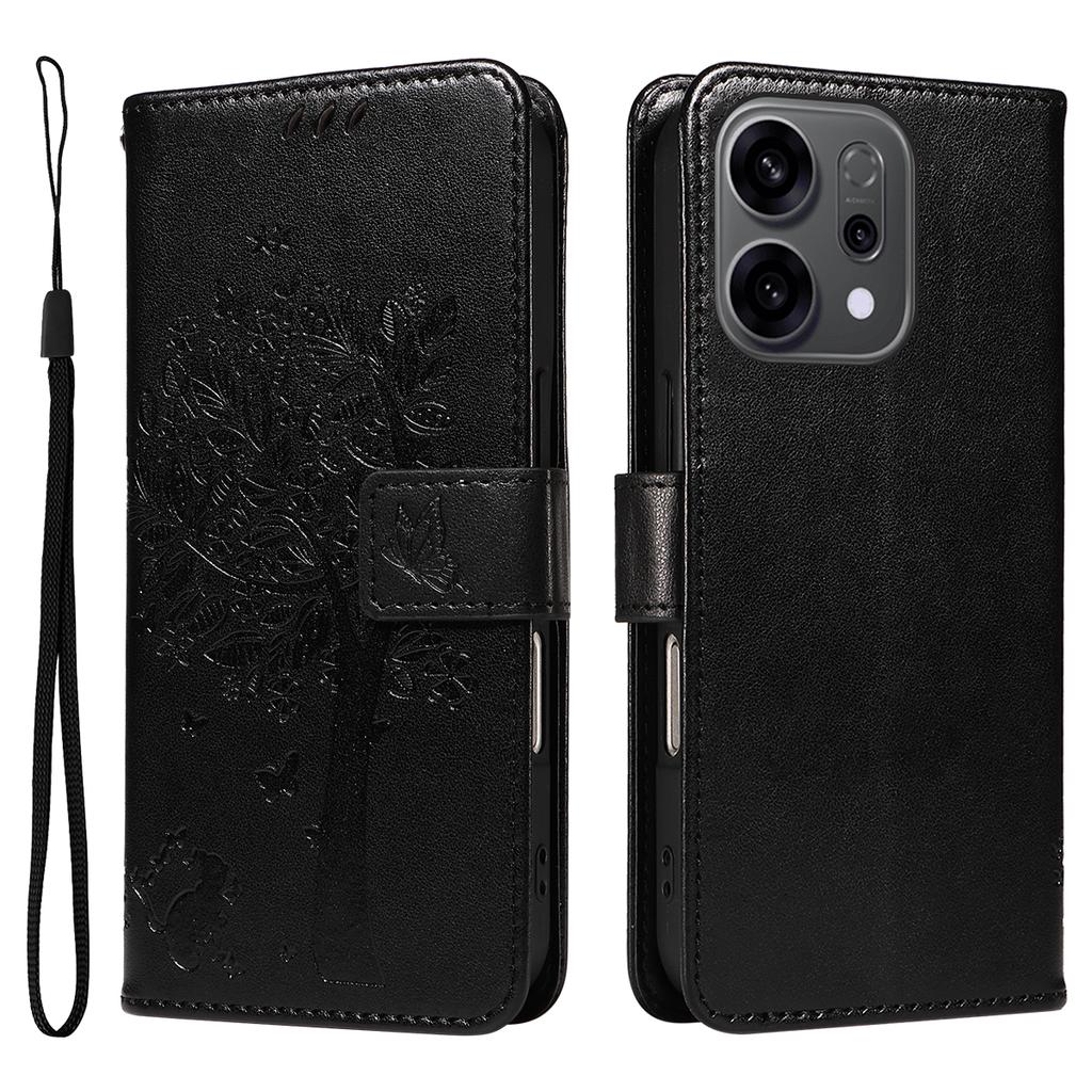 Pro Oppo Reno14 5G (Čína)/Oppo Reno14 F 5G/Oppo Reno14 5G (Globální) Pouzdro na telefon se stojánkem Vzor kočičího stromu Kožená peněženka Mobilní kryt