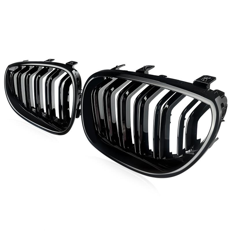 Replace For BMW E60 Front Bumper Grill E61 5 Series 520i 530d 535d M5 2003 2004 2005 2006 2007 2008 2009 2010 Gloss Black Grille QCYZR1