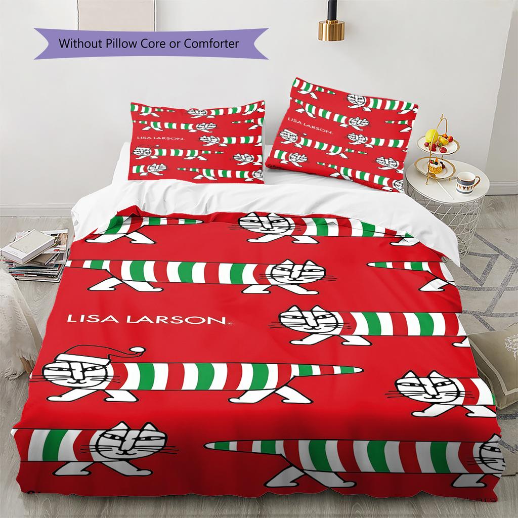 Lisa Larson Pattern Bedding,Quilt Set Quilt Cover Pillowcase Home Birthday Gift (1 * Duvet Cover + 2 * Pillowcase, Without Core)