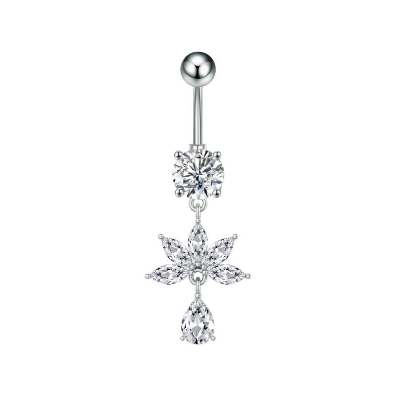 Heart Bow Pendant Belly Button Ring For Women Girls Body Piercing Stainless Steel Navel Ring Beach Jewelry