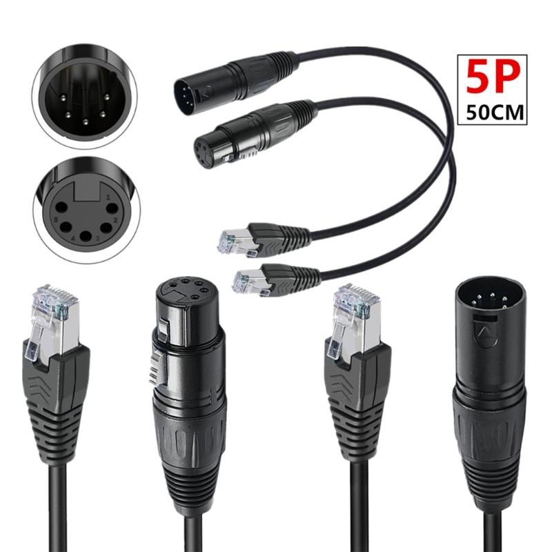 Locking XLR5P to RJ45 Signal Converters Cable Flexible PVC Shield for Mixer Amplifiers for Stage Systems 19.69in
