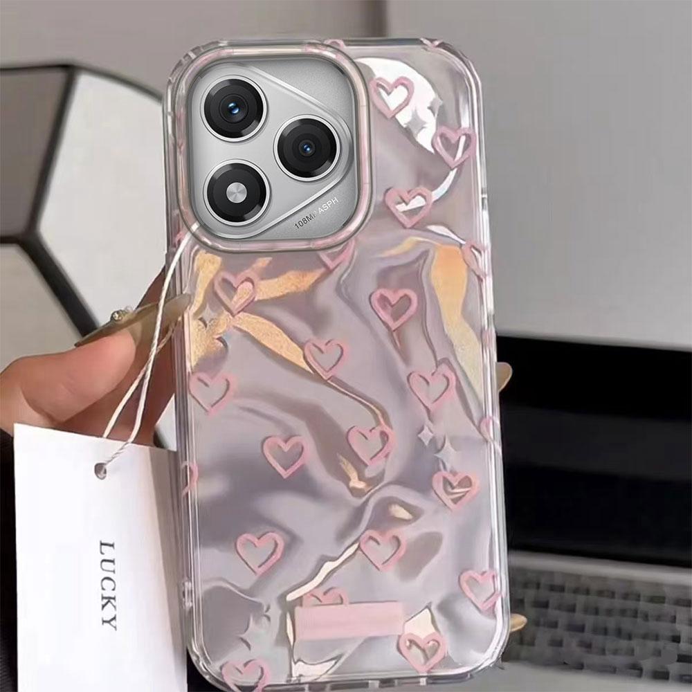 Pink Love Heart Water Texture Phone Cases for Honor 400 200 Pro Magic 7 6 5 Lite X9a X9b X9c X8a X8b X8c Shell Silicone Cover