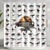 Dinosaur Shower Curtain For Bathroom, Funny Jurassic Dino World Park Shower Curtain Sets Bathtub Decor With Hooks Waterproof
