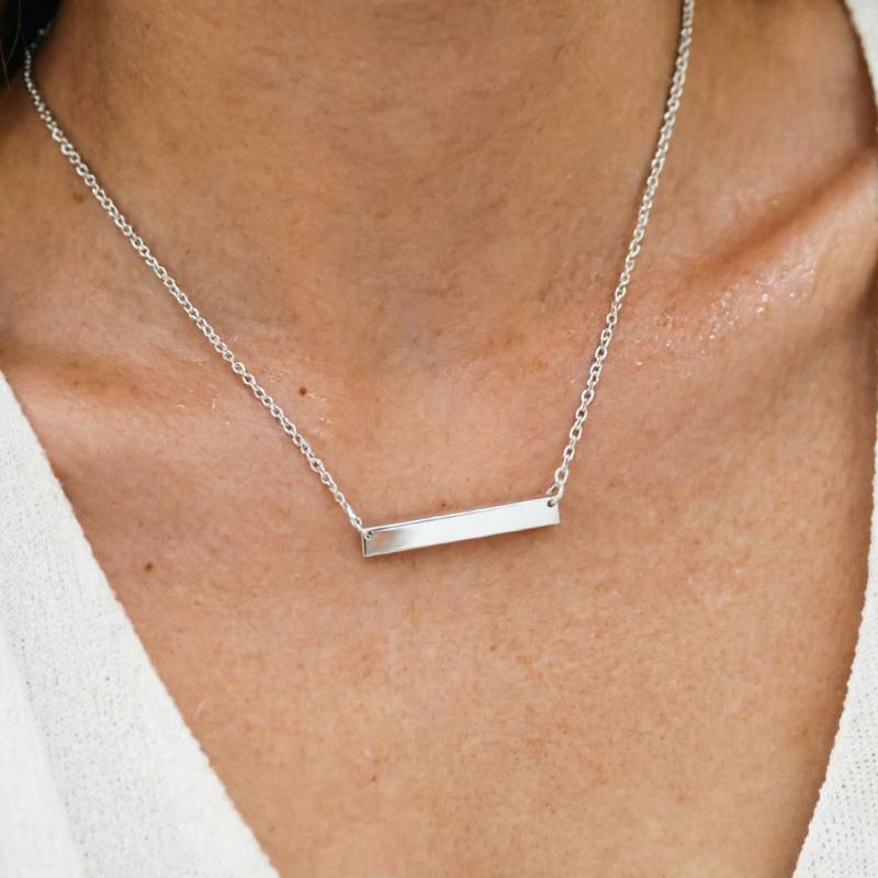 

5pcs/lot 6*35mm Stainless Steel Square Blank Bar Necklace for Women Necklaces Simple Bar Pendant Stainless Steel Jewelry