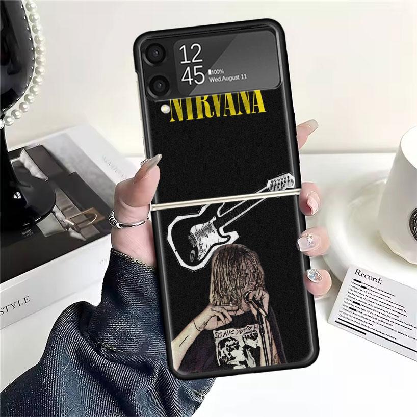 Retro Singer Kurt Cobain Cases For Samsung Galaxy Z Flip 4 5 6 7 3 Z Flip7 Flip6 Flip4 Flip5 Flip3 5G Hard Shockproof Fundas Cov