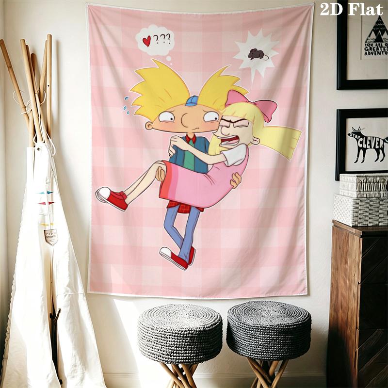Hey Arnold Wall Tapestry Aesthetic Wall Hanging Printed Fabric Blanket Decorative Tapestries for Bedroom Living Room Home Decor