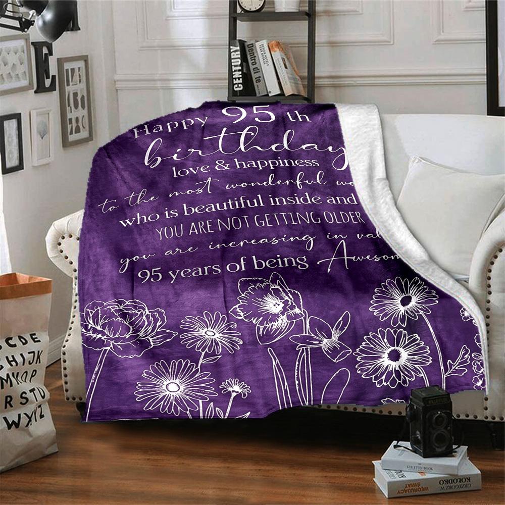 95Th Birthday Celebration Lightweight Blanket Comfortable Ure Throw For Sofa Couch Office Bed Picnics for All Occasions Digital Print Gift Y28
