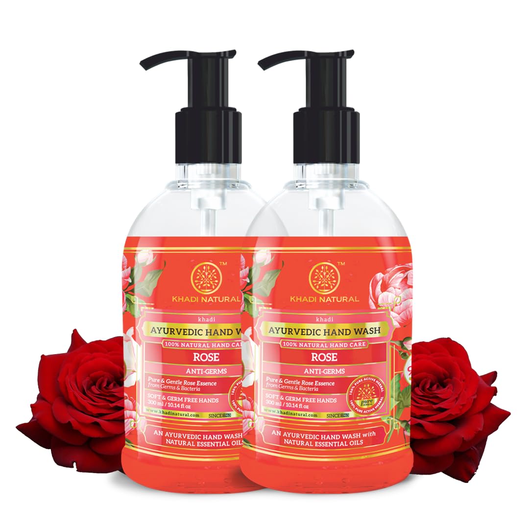 

Khadi Natural Rose Fragrance Handwash 300 Ml X Pack Of 2 Hydrating Gentle Cleanser For Dry And Sensitive Skin