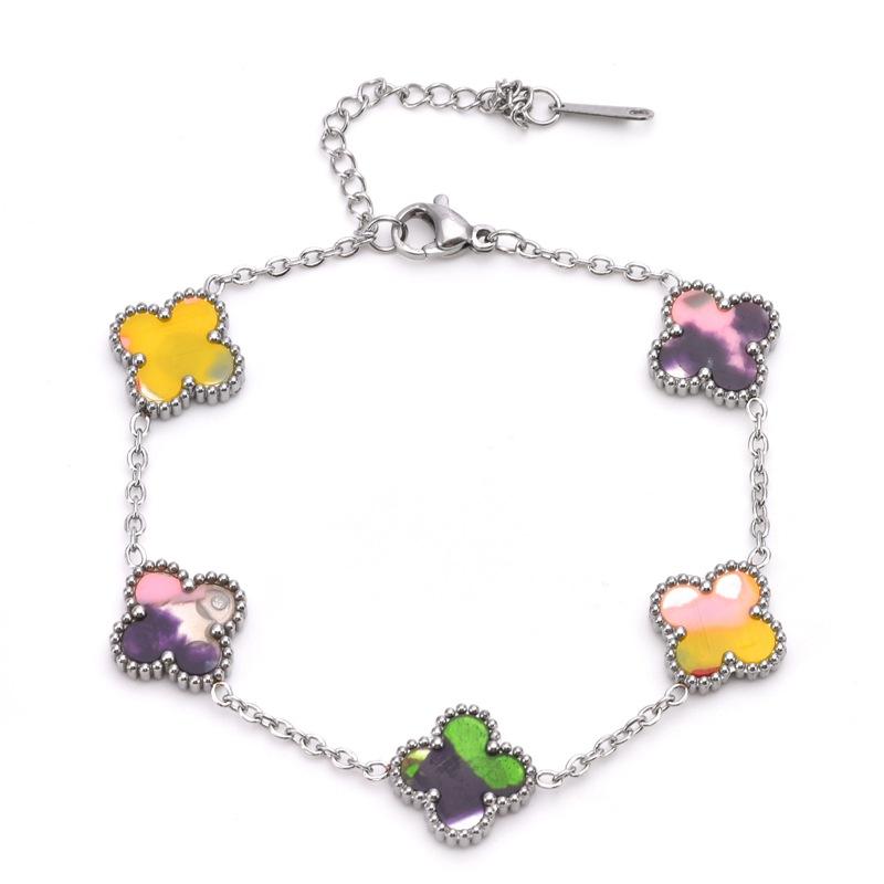Premium Four Leaf Clover Bracelet for Women, Double Sided 13MM Titanium Steel Stainless Steel Jewelry, Shell Small, Lucky, Simple and Fashionable