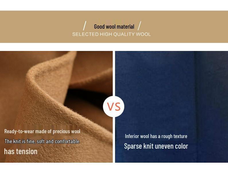 2024 Autumn/Winter Double-Faced Cashmere Women's Mid-Length Slim Wool Coat for Petites