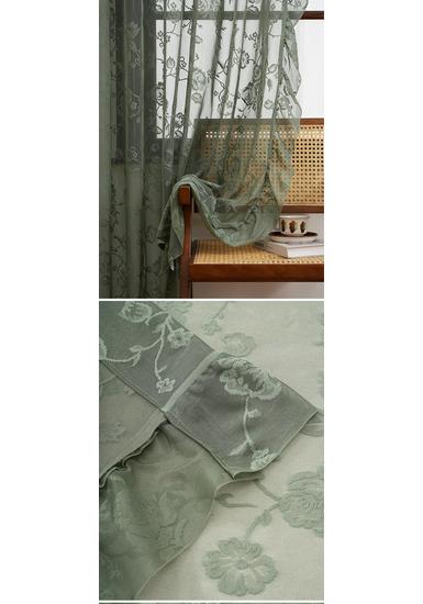 2026 Summer French-Style Solid Color Lace Curtains for Bedroom, Living Room, and Balcony with Floral and Ruffle Design