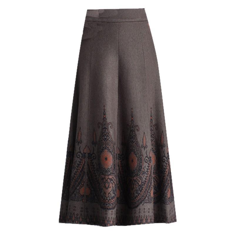 Dámské stylové vlněné pletené šaty s splývavou áčkovou midi sukní, novinka podzim/zima 2025