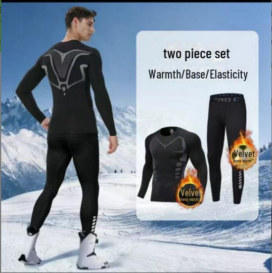 Pánský termoprádlový oblek z německého sametu - Zimní sporty odolné proti chladu, Zesílené běžecké legíny a kalhoty.
