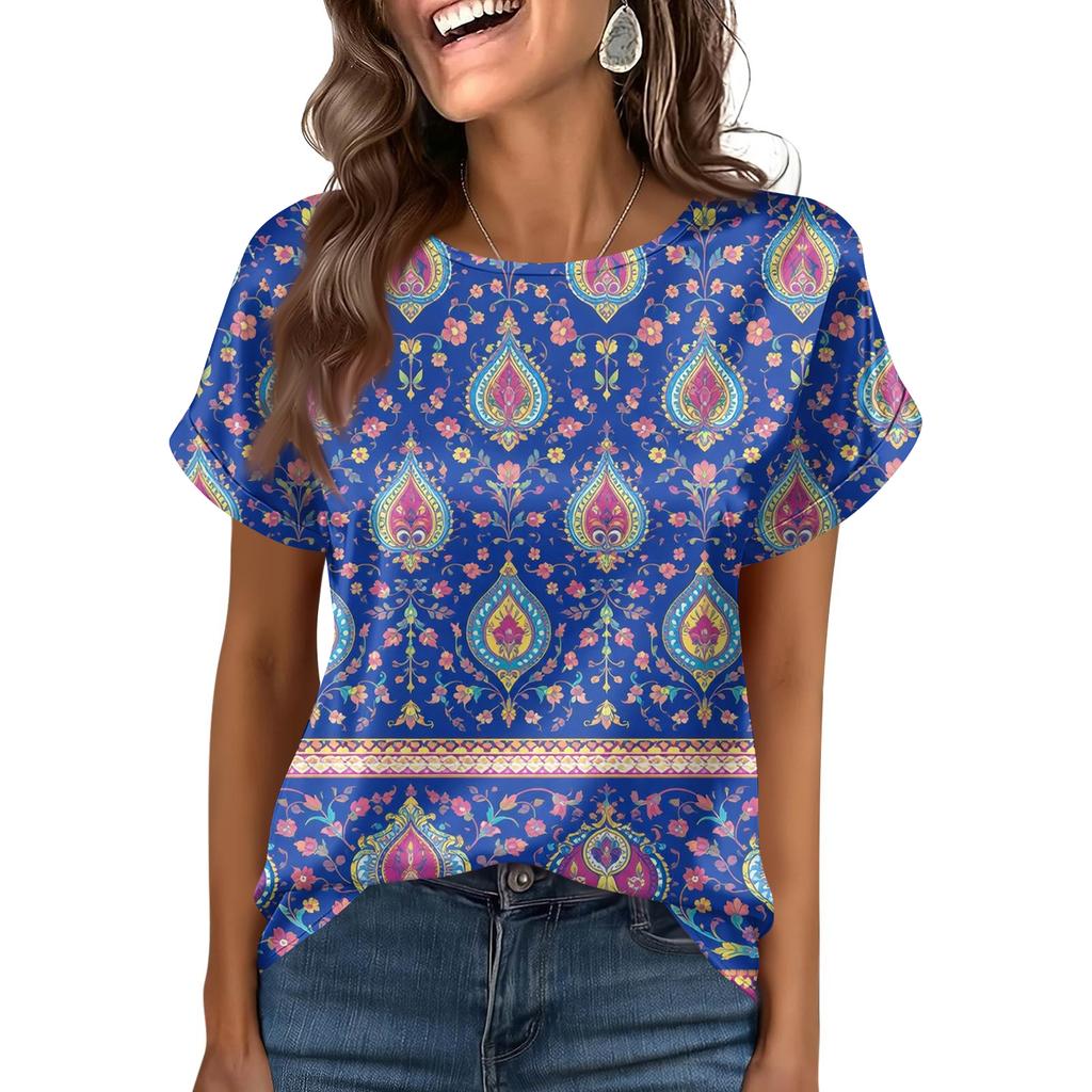 Modisches Lässiges Vintage Bedrucktes Damenoberteil