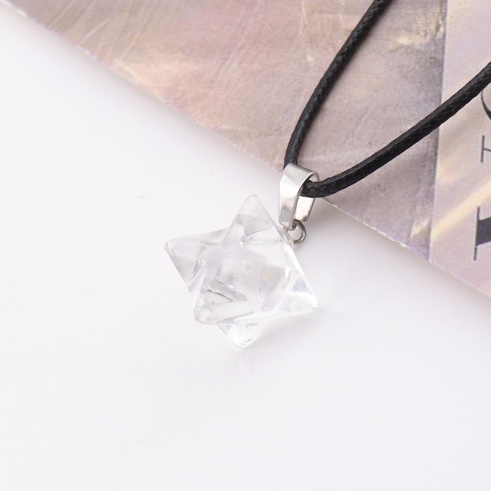 Large Agate Crystal Pendant: 24mm Kabbalah Star with Amethyst & Rose Quartz Hexagram Necklace.
