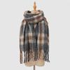 Autumn and winter wool plaid scarf women's high-end imitation cashmere versatile simple warm thickened fringed scarf