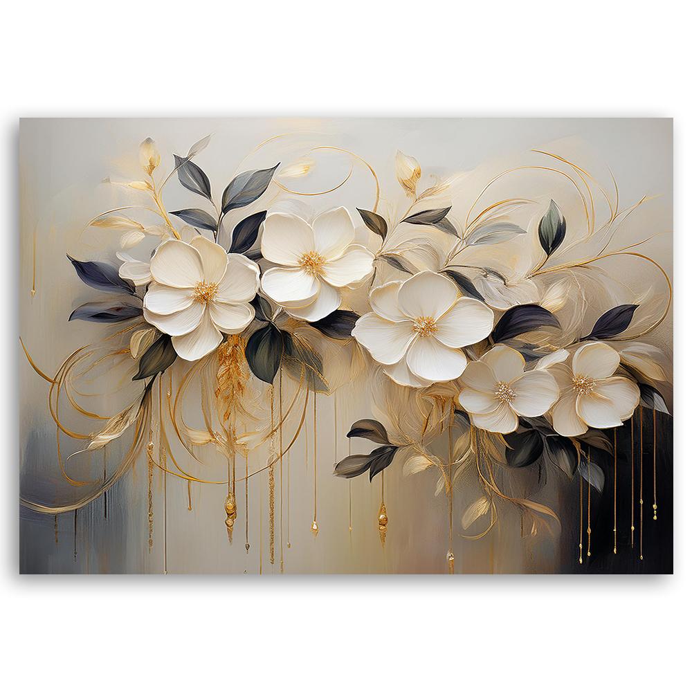 Canvas Print, Flowers White Painted