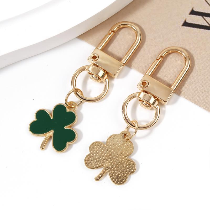 5/10Pcs Alloy Green Clover Leaf Shaped Keychain Minimalist Style Bag Charm Used For Diy Jewelry Accessories Holiday Gifts