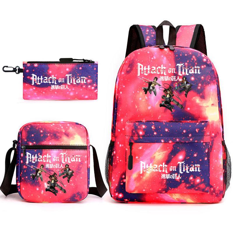 Attack on Titan Teen Anime Rucksack Attack on Titan Schultasche Dreiteiliges Set