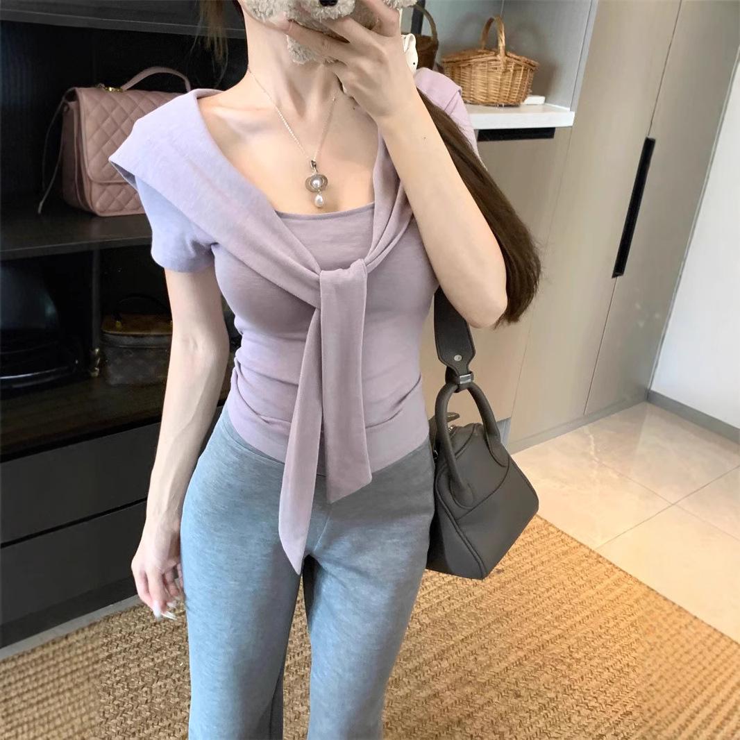 

Pure & Chic Square-Neck Short Sleeve Summer Top Small