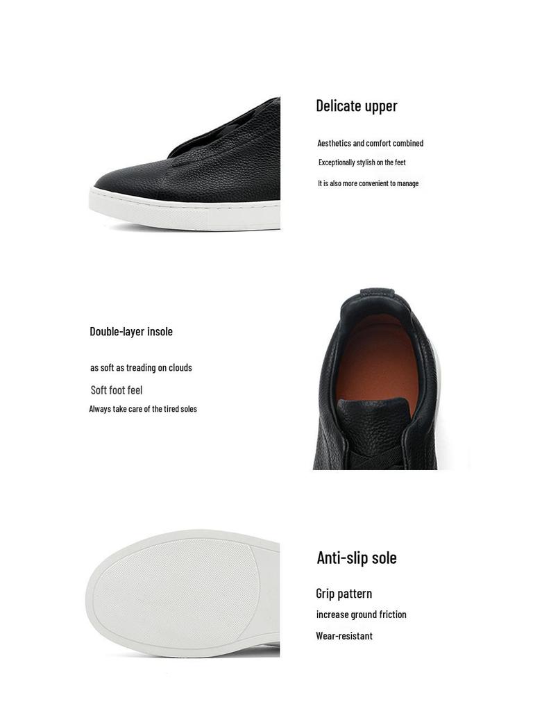 Ευρωπαϊκή Μόδα Γνήσιο Δέρμα Slip-On Αθλητικά Παπούτσια: Υψηλής Ποιότητας Λευκά Casual Παπούτσια