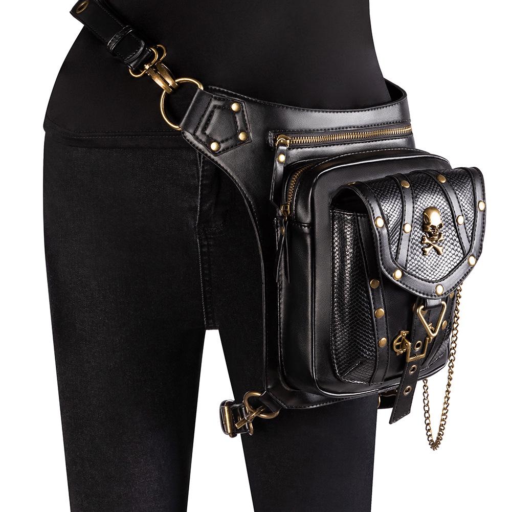 Chain Bag Women's Small Bag Steampunk Retro Motorcycle Bag Women's Shoulder Messenger Bag Women's Waist Bag