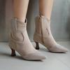 Spring Autumn Womens Ankle Boots for Women Suede Women High-heeled Boots Street Fashion Women Crystal Shoes Botines Para Mujeres