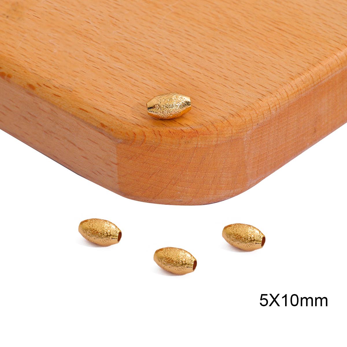 

5/10 шт. медные матовые овальные шариковые бусины для изготовления ювелирных изделий своими руками, серьги-браслеты ручной работы 5X10mm 5pcs золотой