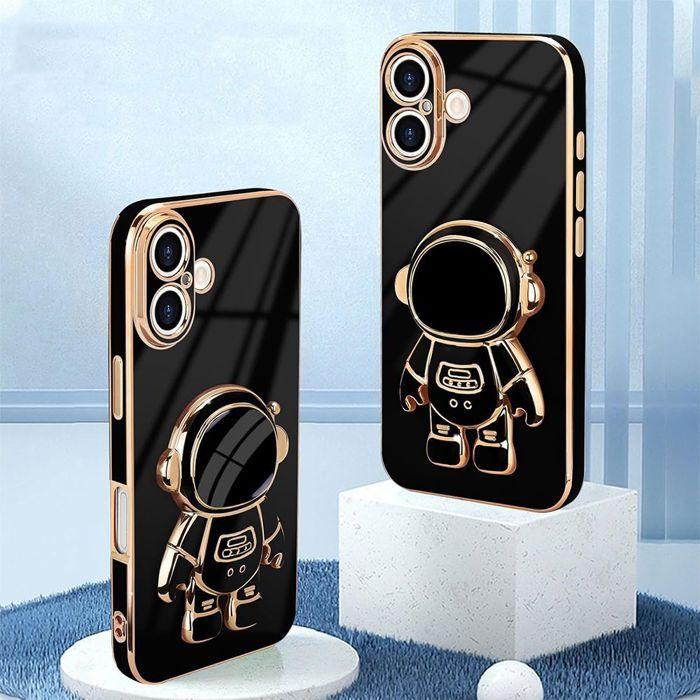 Coque de Protection - BOOLING - pour iPhone 17 - Silicone Anti-Rayures avec Support Astronaute - Noir