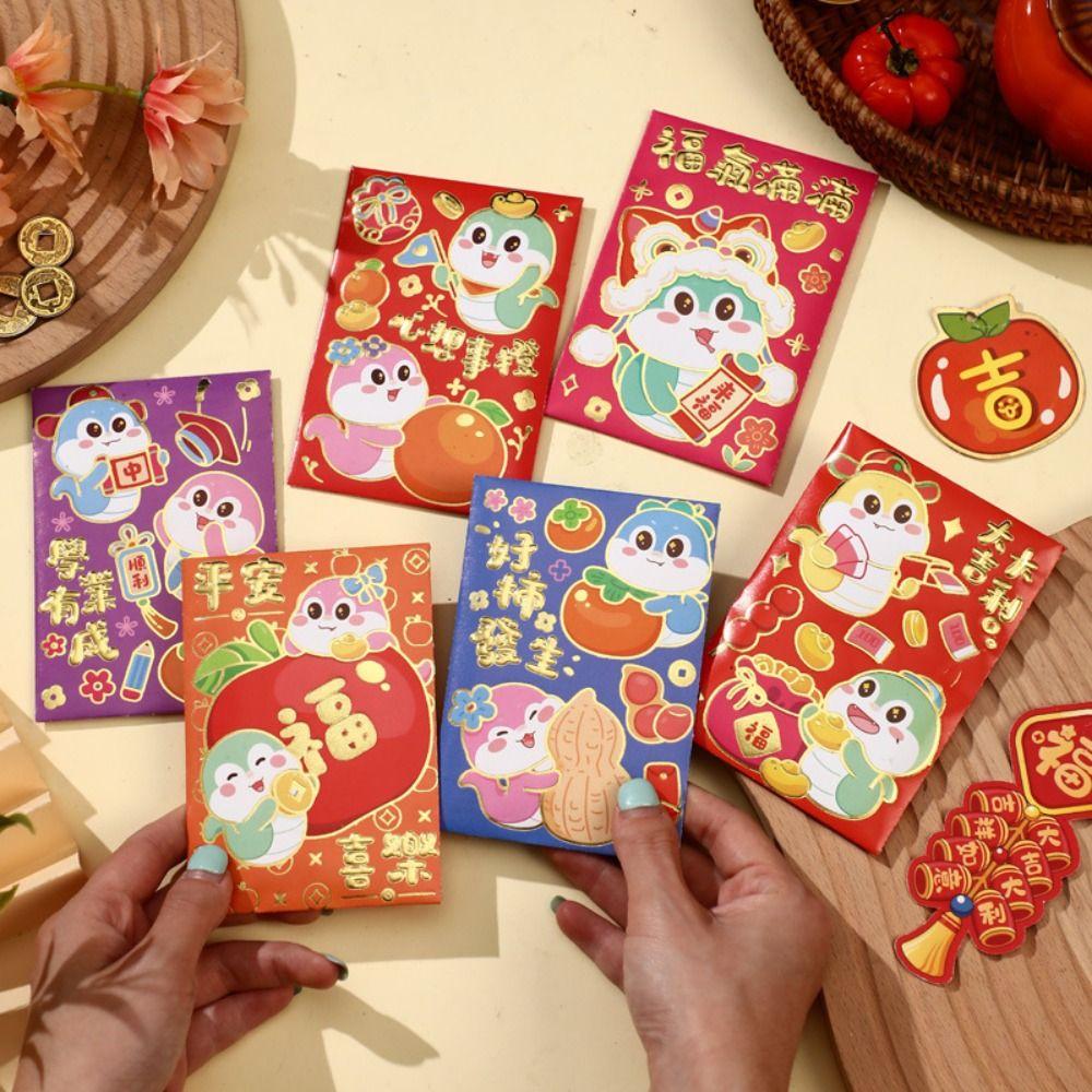 6pcs Traditional New Year Money Bag Blessing Money Packet Lucky Red Pocket  Celebration Party