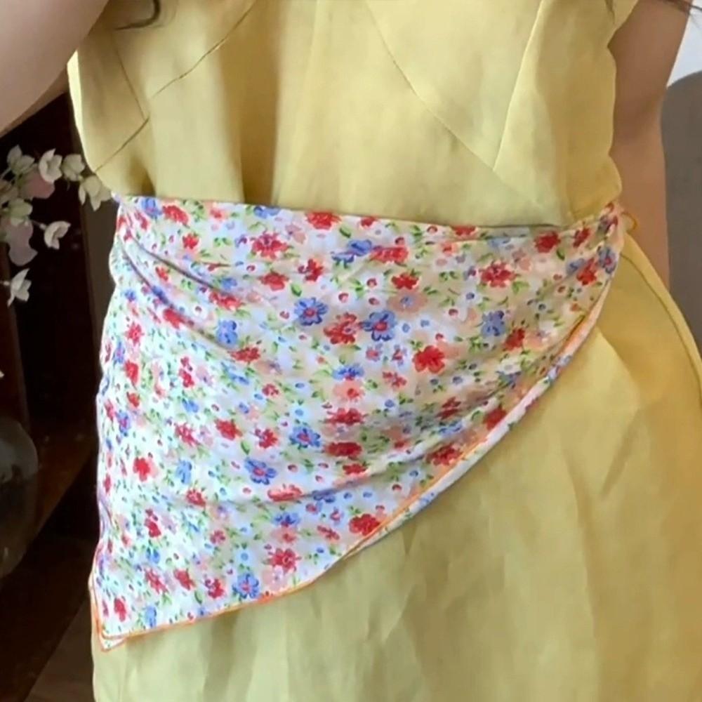 3pcs/set Colorful Floral Neck Scarf Thin Fabric Flower Square Headband Printed Headscarf  Holiday
