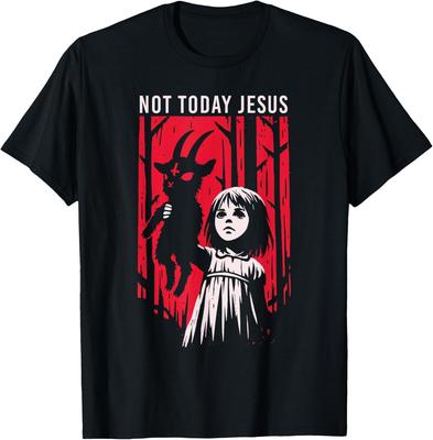 Not Today Jesus Satanic Goth Black Goat Demon T-Shirt