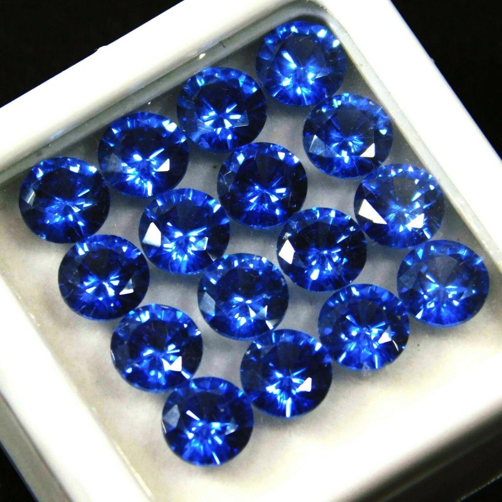 16 PCS Natural Sapphire Gemstone CERTIFIED 5 MM Ceylon Blue Round Cut Lot new23 008 003 002