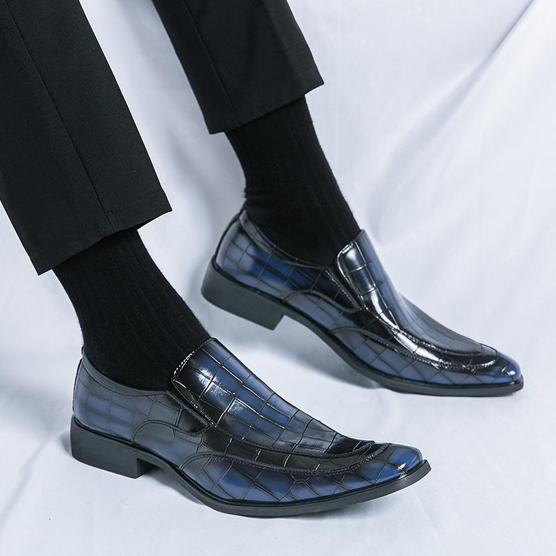 Men's Shoes Large Size Chelsea Leather Shoes Foreign Trade Pointed Small Leather Shoes Men's Size 37-45 One-pedal Lazy Shoes Men