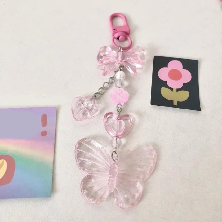 Colorful Beaded Keychain Acrylic Alloy Phone Charm Fashionable Keyring Pendant Accessory Stylish Key Chain Ornament