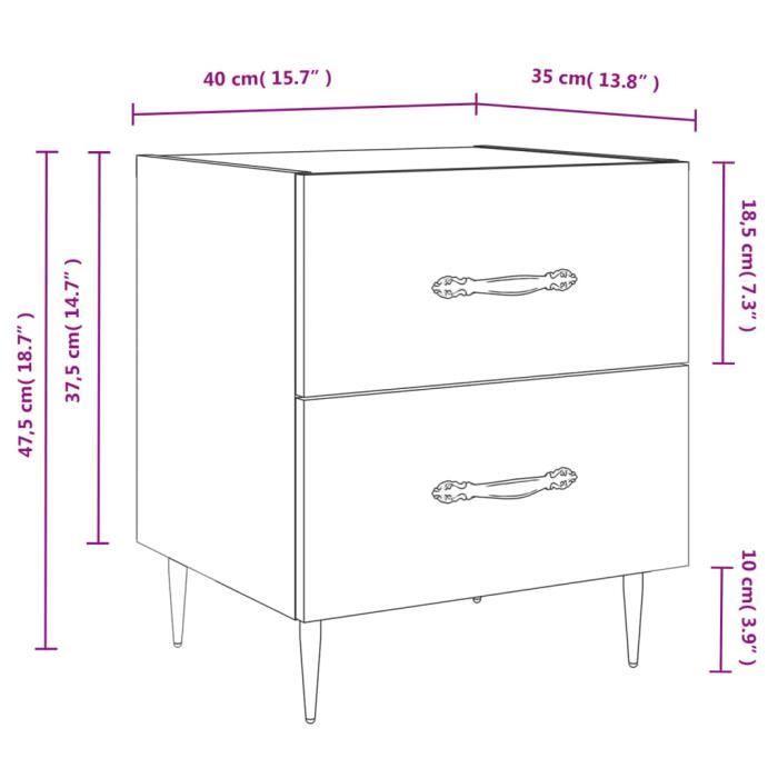 VidaXL Bedside Tables 2pcs Concrete Grey 40x35x47.5cm Engineered Wood 827269