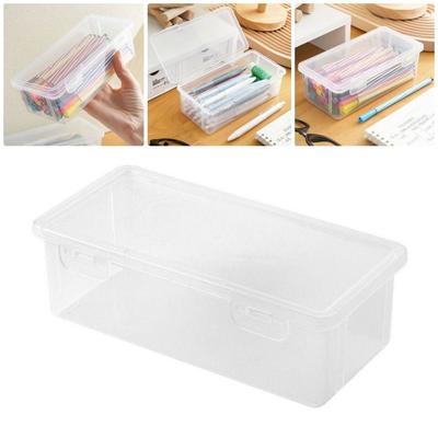 Pencil Box Storage Box Transparent Waterproof Storage Box With Buckled Plastic Pen Pencil Case School Stationery Supplies
