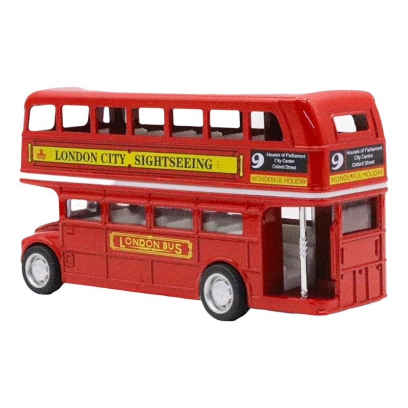 1Pcs Metal Pull Back Simulation Car Toy 1:64 Vintage British Europe Double Bus Diecast Alloy Car Model Antique Kids Toys