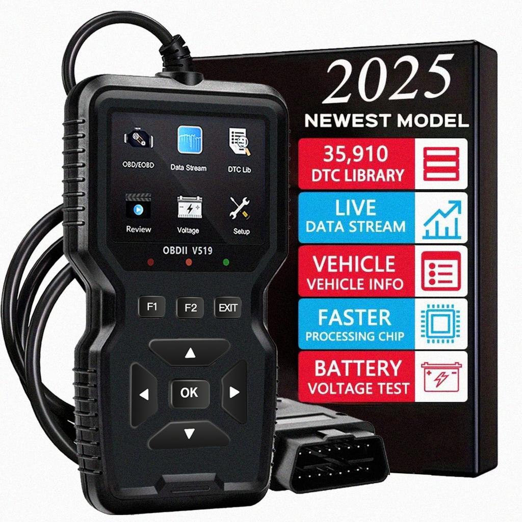 2024 V519 Professional Obd2 Scanner - USB Powered Car Diagnostic Tool with Real-Time Data Stream, Full-Function Obd Ii Testing (I/M Ready,