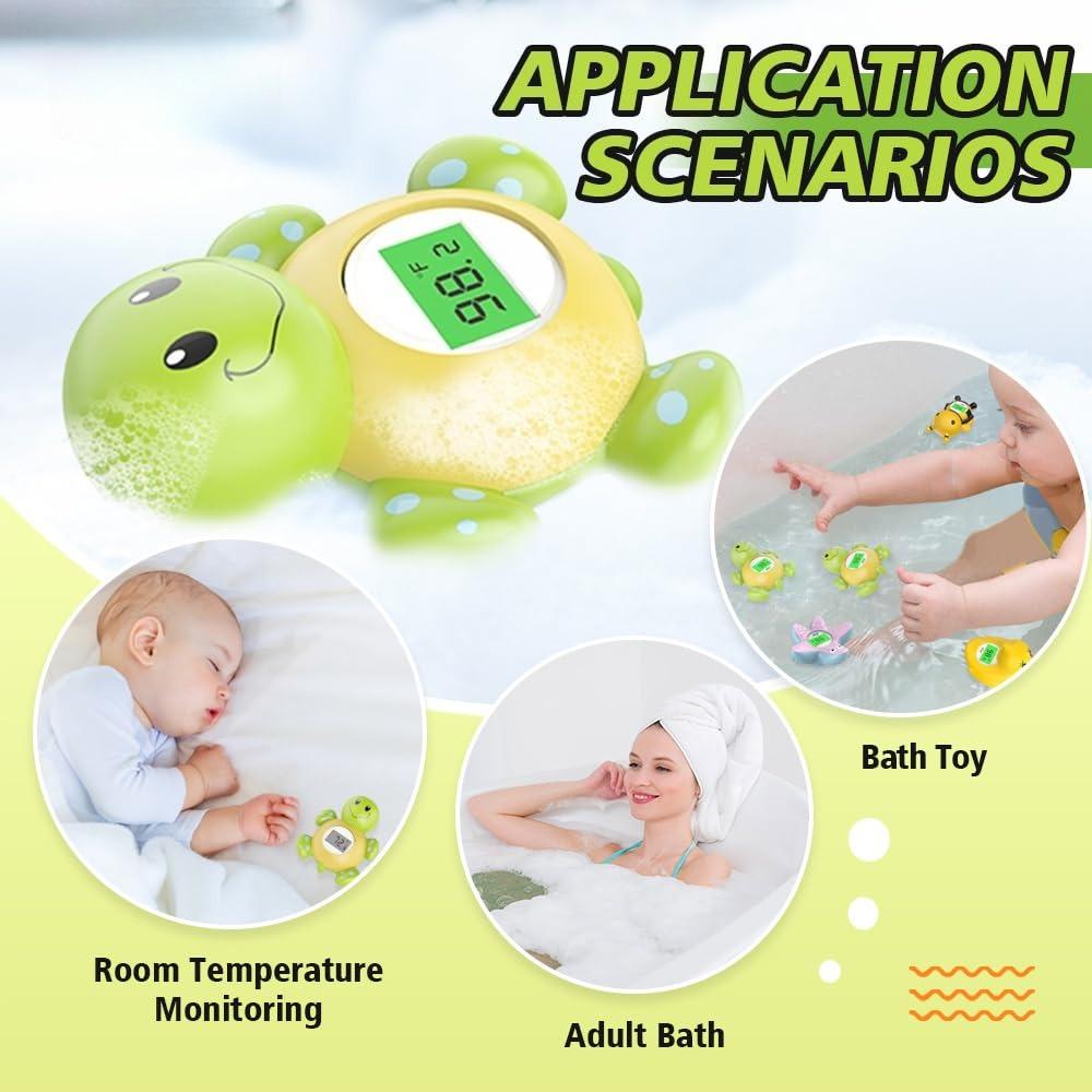 Termometro Digitale per Bagnetto Tartaruga con Avviso Temperatura Acqua, Retroilluminazione 3 Colori, Tubo da Bagno Sicuro Galleggiante per Neonati e Bambini Piccoli